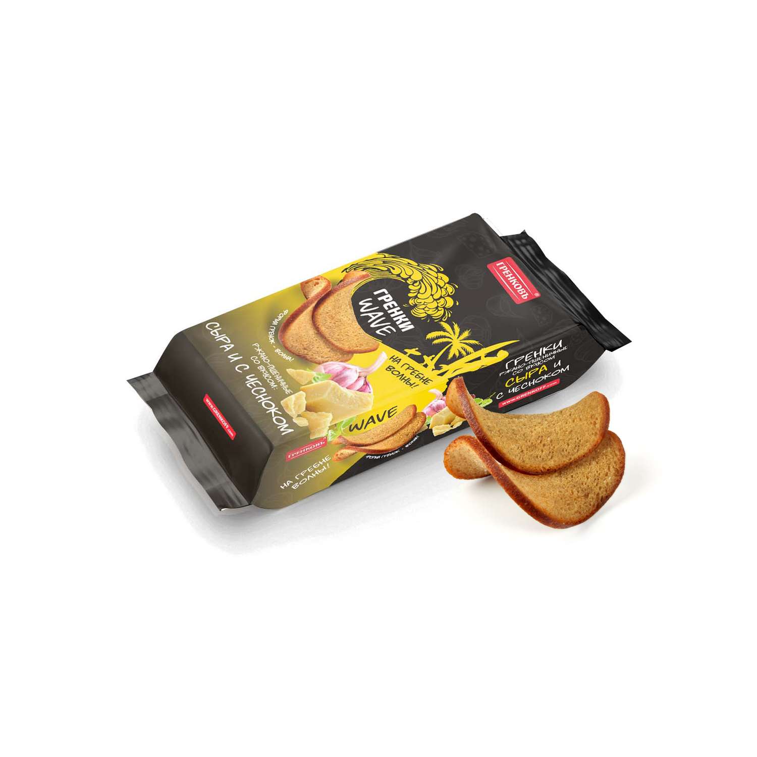 Сухарики Гренковъ со вкусом сыра с чесноком 75 г - фото 1