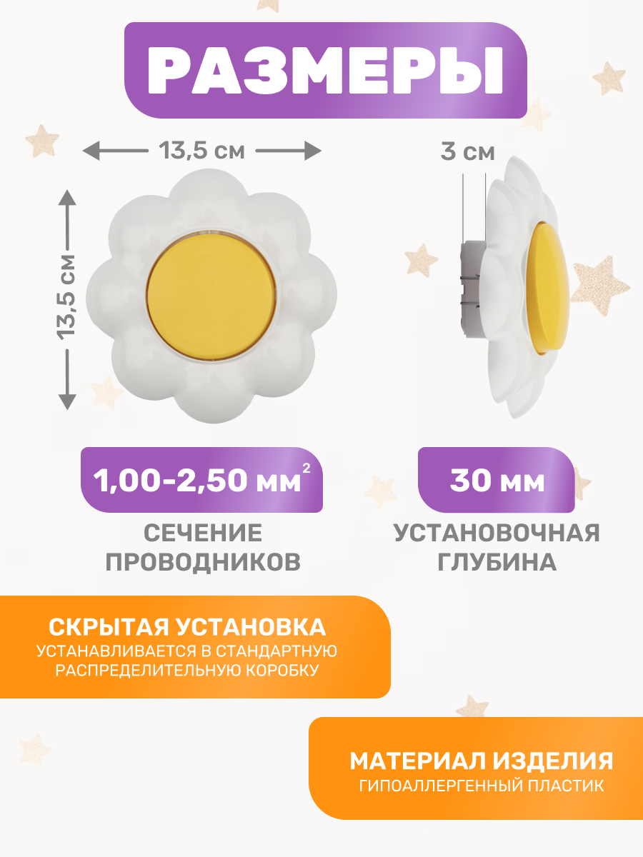 Выключатель Kranz Happy «Ромашка» одноклавишный скрытой установки - фото 2