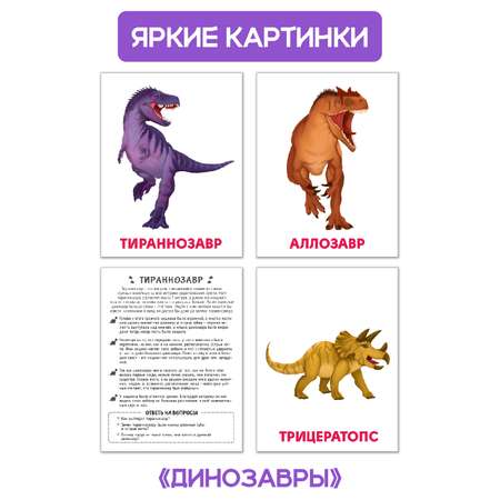 Карточки Проф-Пресс обучающие 3 набора по 16 шт 17х22 см динозавры+тело человека+транспорт