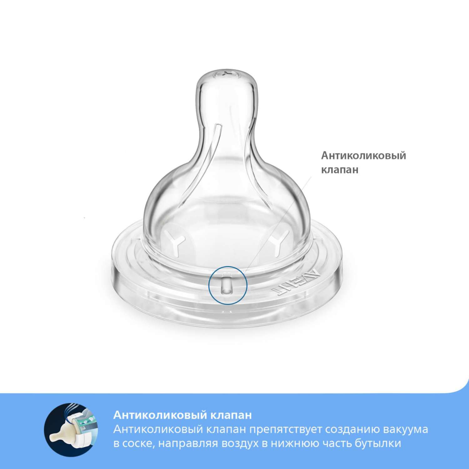 Соска Philips Avent Anti-Colic силикон (для густых жидкостей) 2 шт. - фото 4