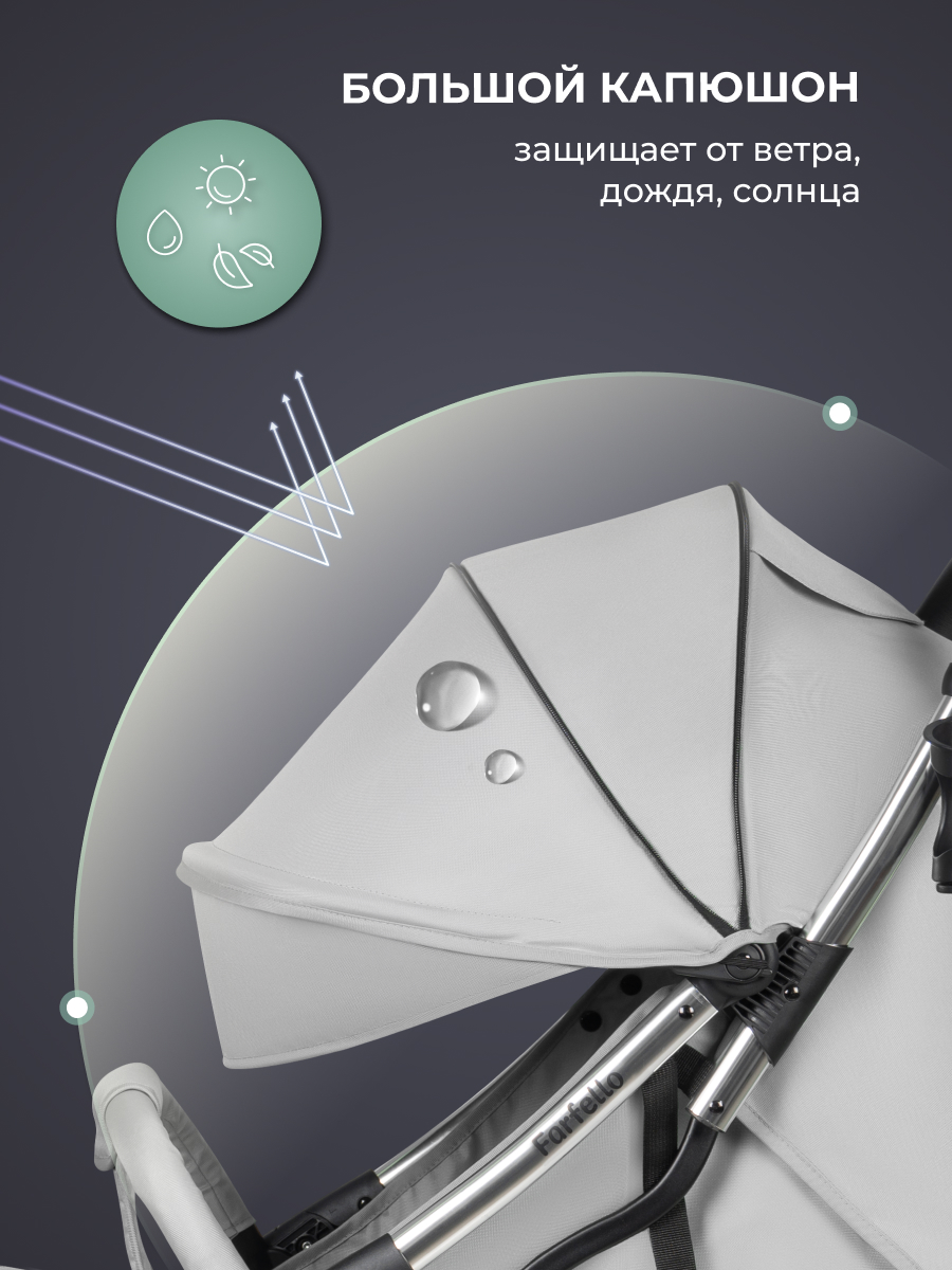 Коляска прогулочная Farfello Sunrise серый - фото 4