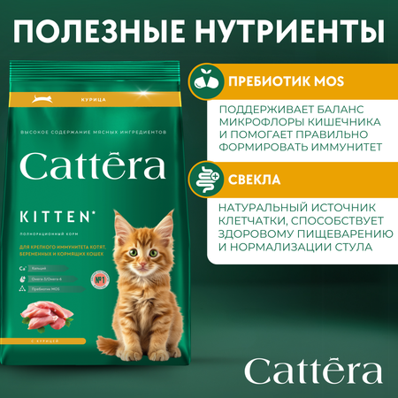 Корм сухой для кошек Cattera полнорационный для котят с 1 месяца, беременных и кормящих кошек с курицей 0,3
