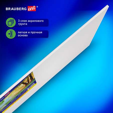 Холст на картоне Brauberg набор 5 штук для рисования 100% хлопок
