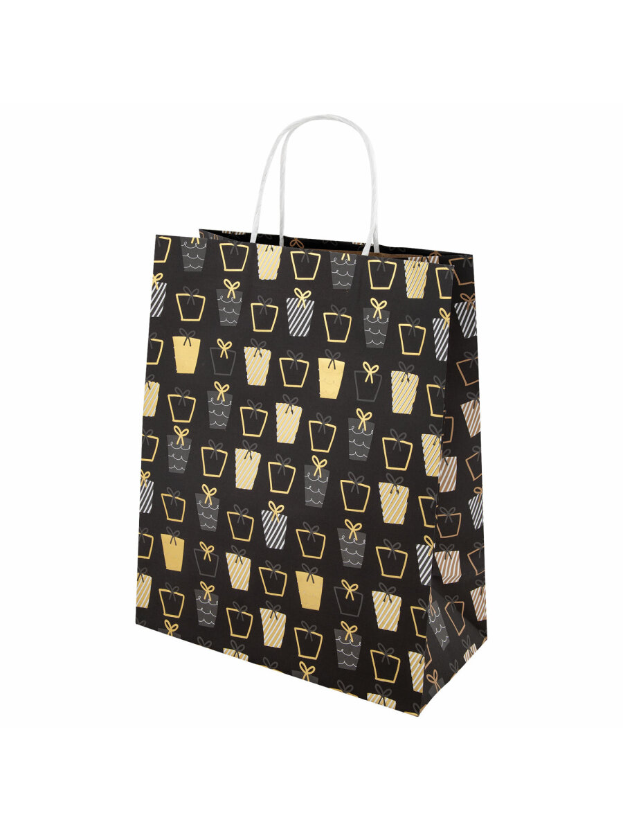 Пакеты новогодние подарочные Золотая сказка набор 4 штуки Kraft Large - фото 5