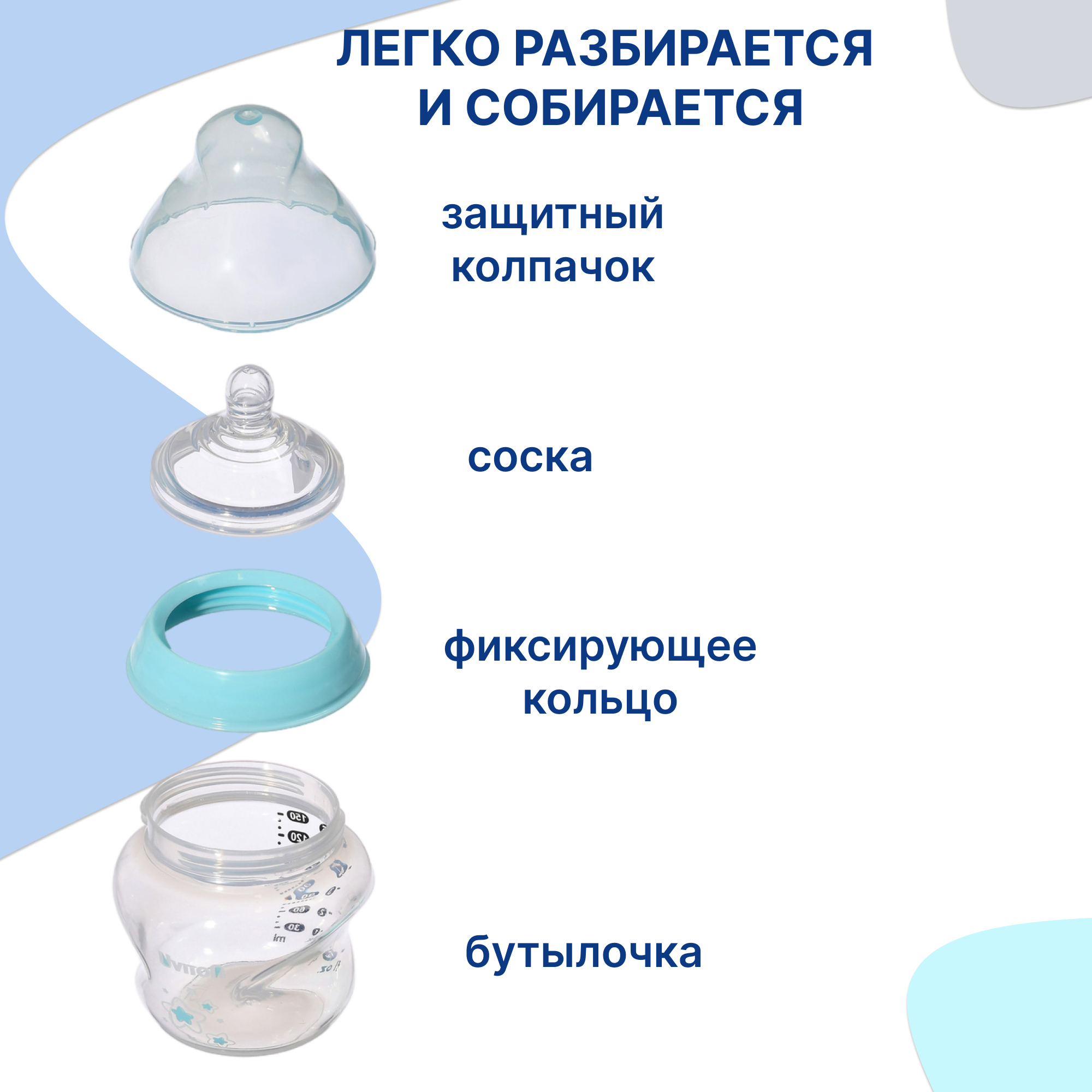Бутылочка Uviton Anti-Colic 150 мл в ассортименте - фото 2