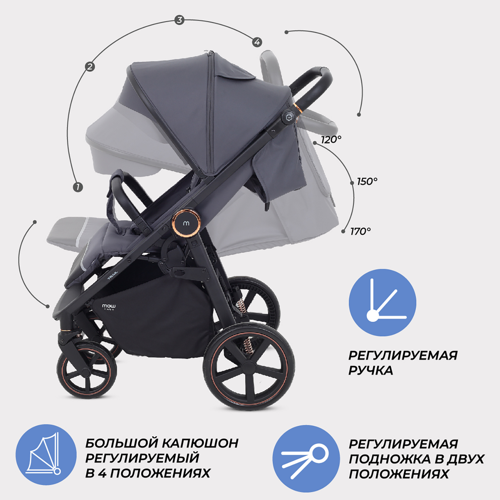 Коляска прогулочная MOWbaby Trail - фото 5