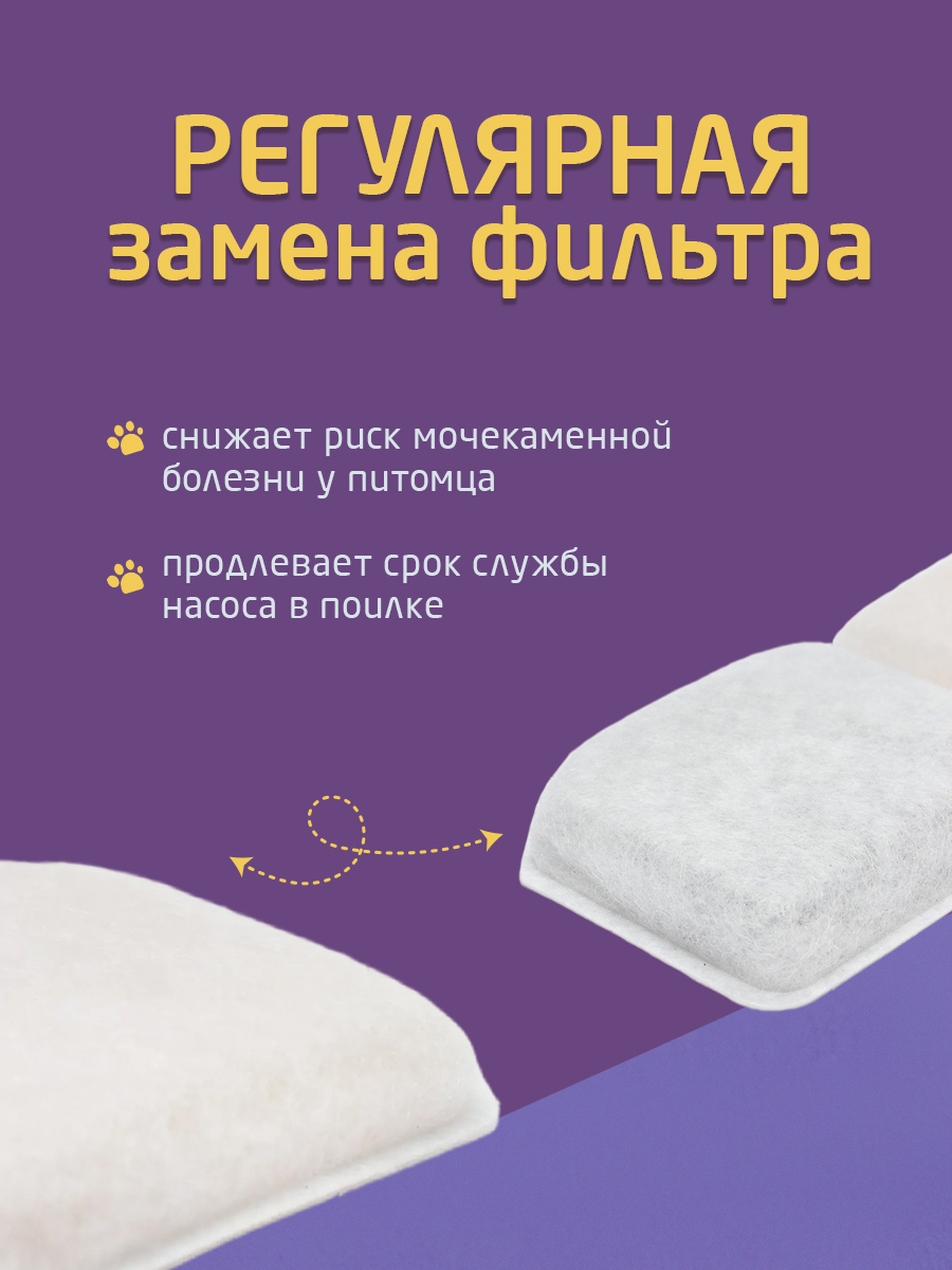 Фильтр для поилки ЕКМ для кошек и собак угольный 12 шт - фото 4