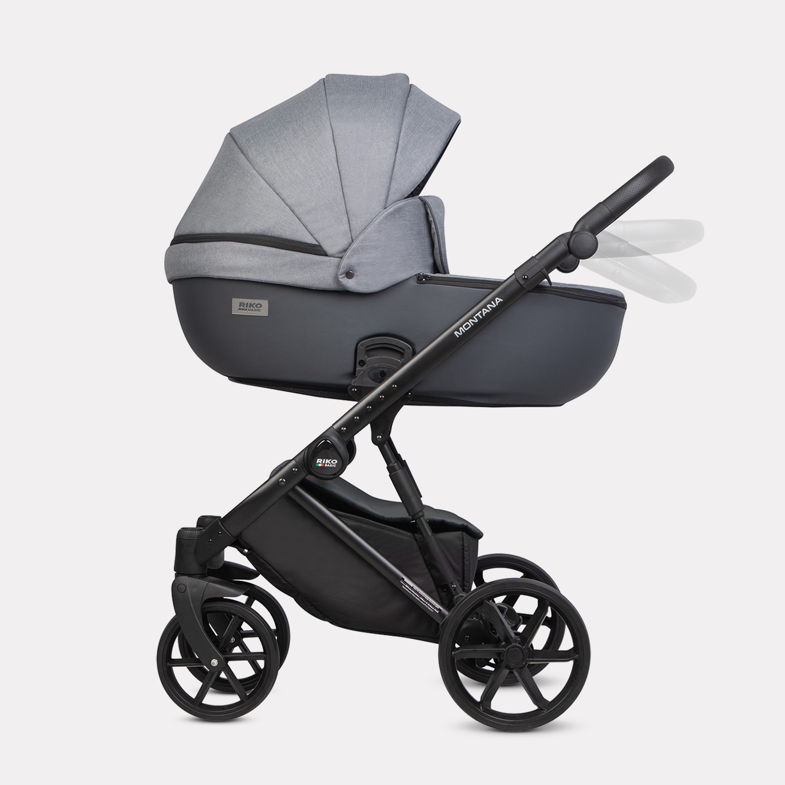 Коляска 3в1 Riko Basic Montana Plus серый - фото 10