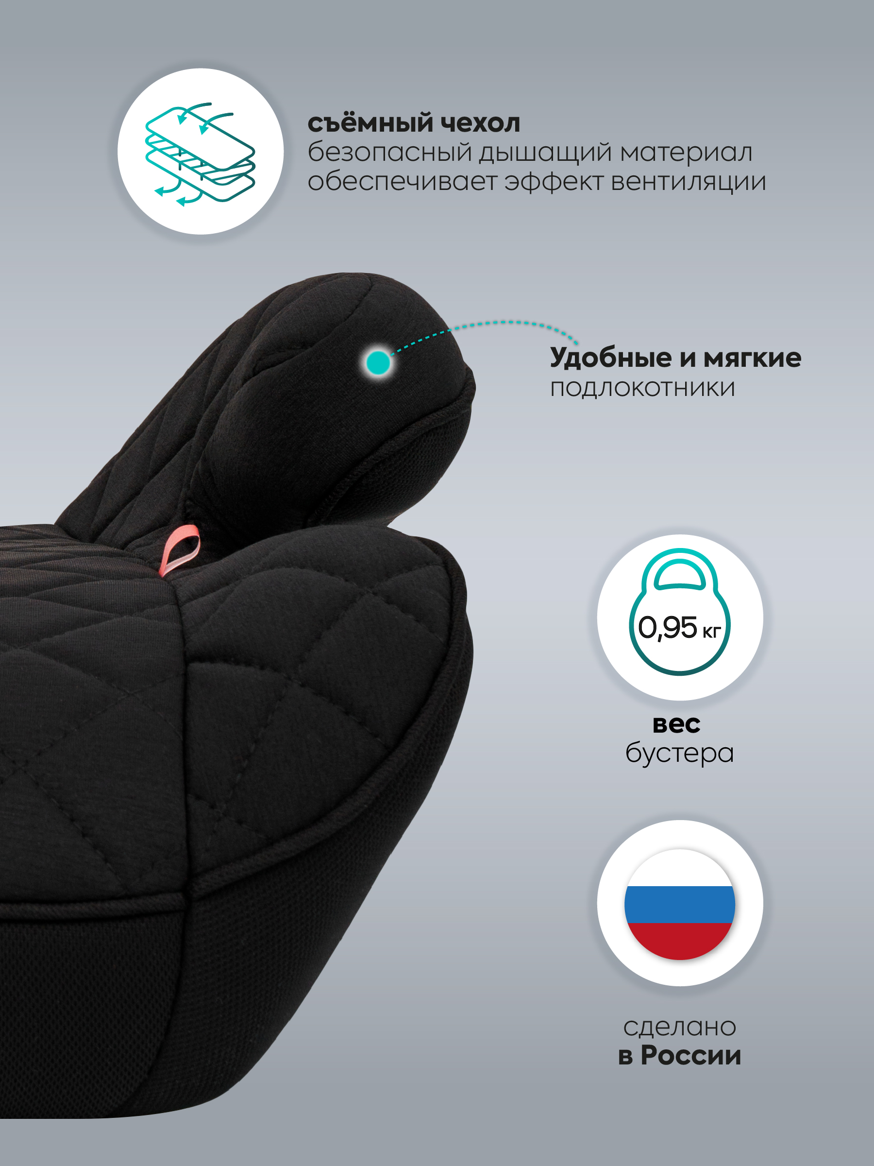 Автокресло Indigo Ground Plus черный графит 3 (22-36 кг) черный - фото 4