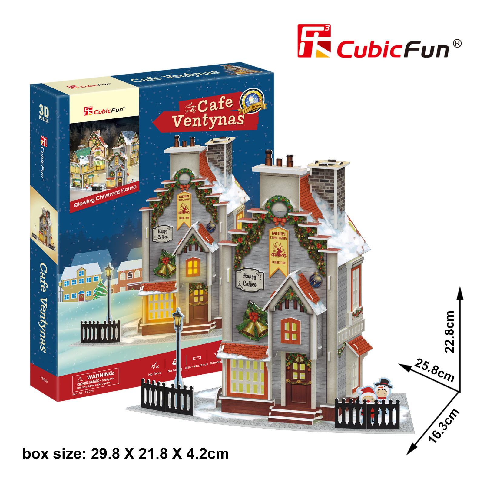 Пазл CubicFun Новогодняя кофейня LED-свет 3D - фото 1
