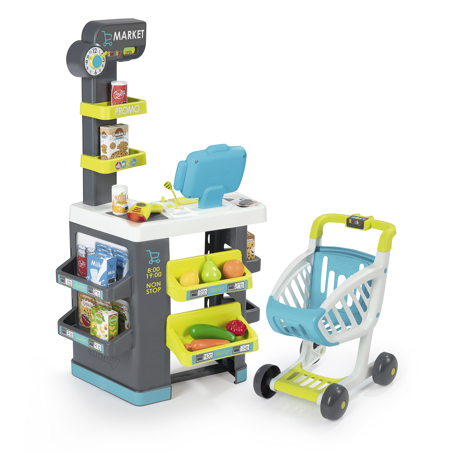 Игровой набор Smoby прилавок, тележки и корзинки, продукты, касса - фото 1
