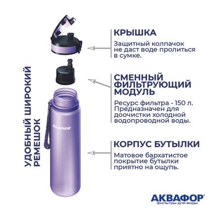Бутылка-фильтр Аквафор 500 мл лавандовая
