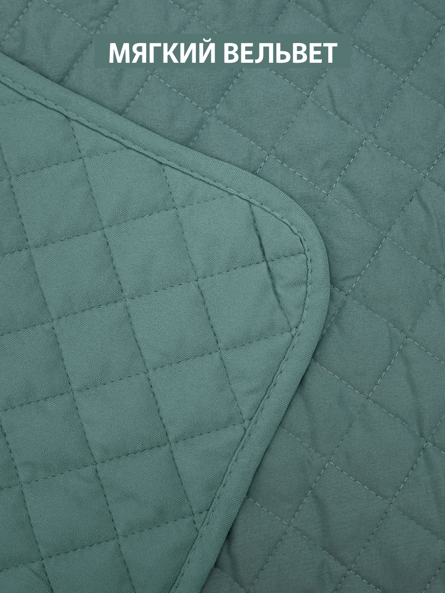 Покрывало Theodora вельвет зеленый 180 x 220 см - фото 2