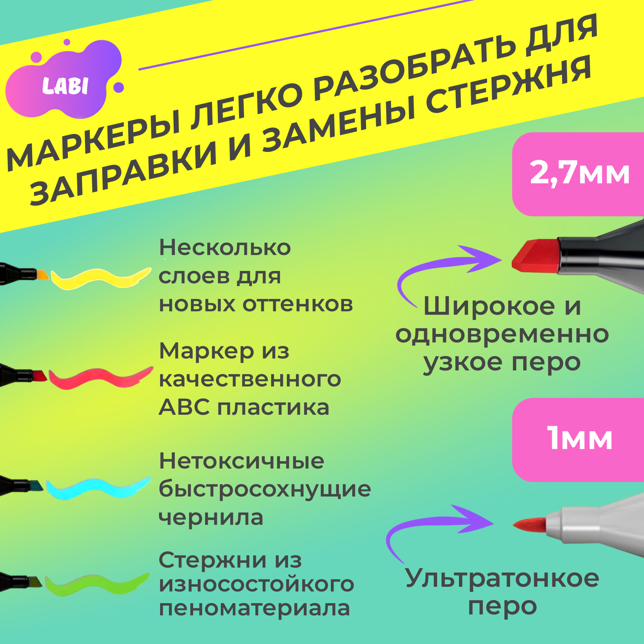 Скетчмаркер LABI двусторонний 48 цв. - фото 3