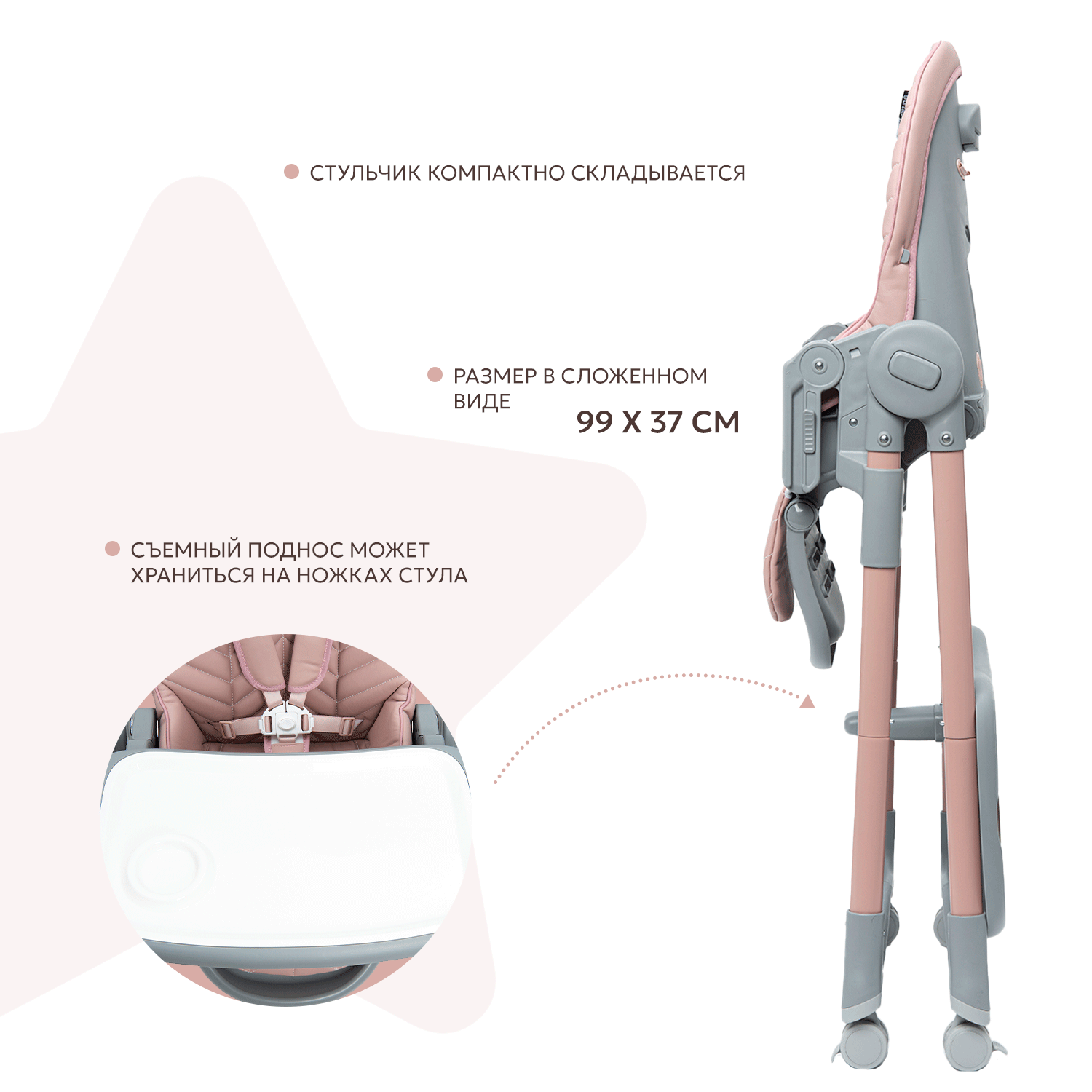 Стульчик для кормления Olsson Premiero Rose классический - фото 6