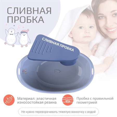Ванночка для купания KidWick Дони серый с термометром