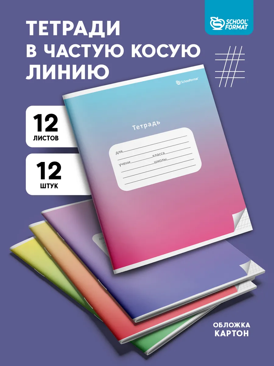 Тетрадь SCHOOLFORMAT косая линейка 12 шт. - фото 1