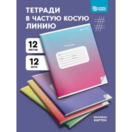 Тетрадь SCHOOLFORMAT косая линейка 12 шт.