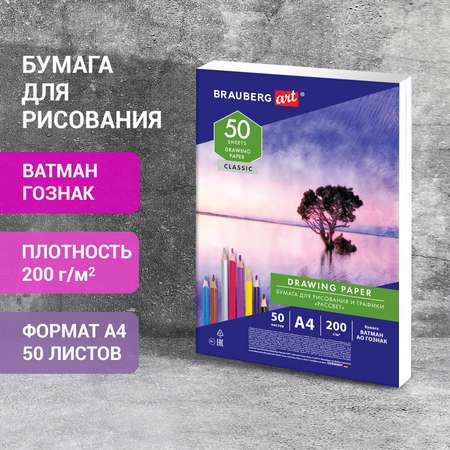Художественная бумага Brauberg для графики 50 лист.