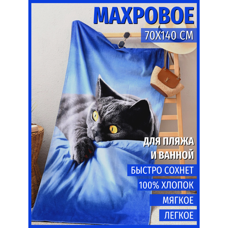 Полотенце PAVLine Полотенце пляжное махровое 70*140, 100 % хлопок, Британец