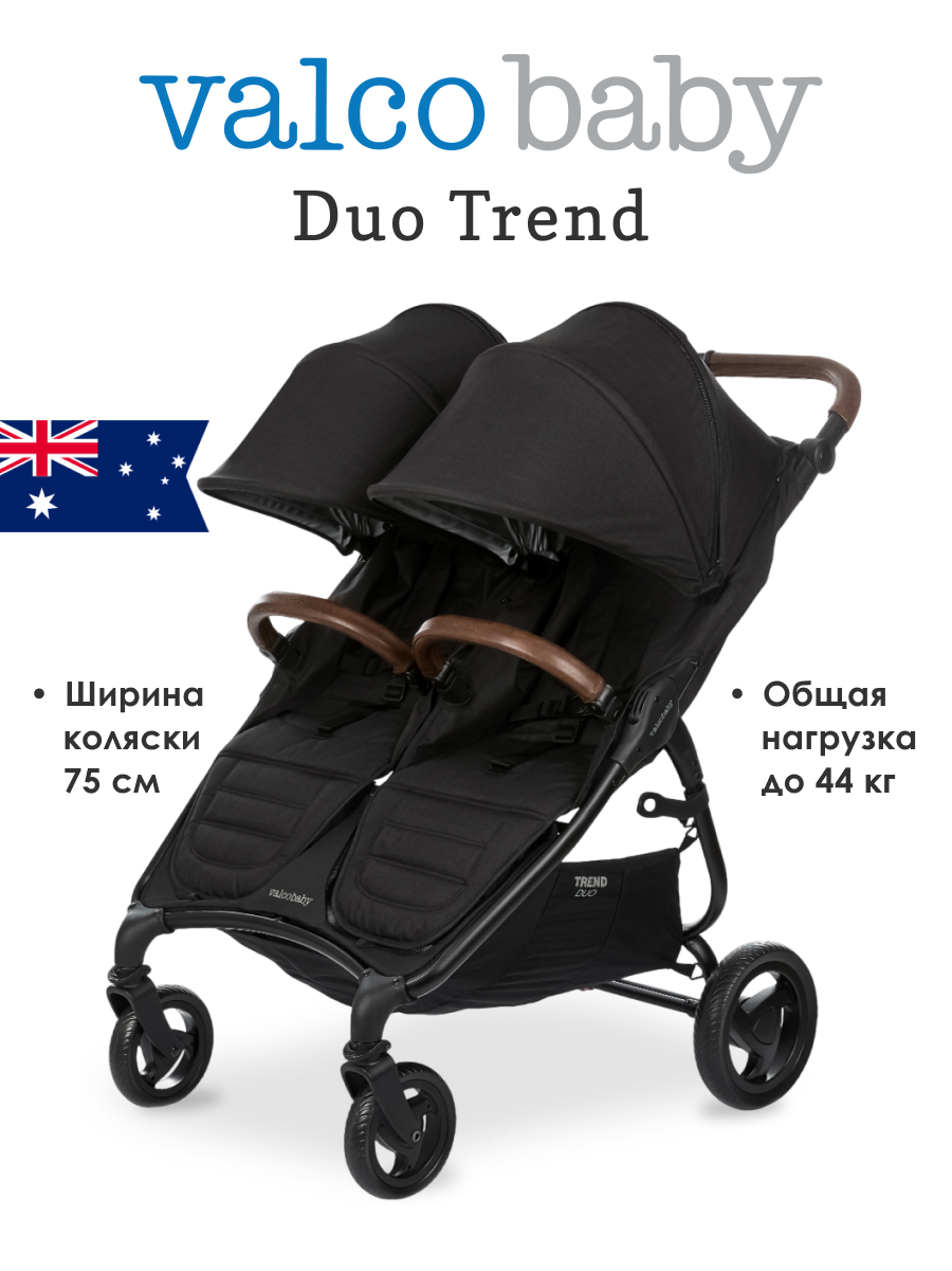 Коляска прогулочная для двойни Valco baby Snap Duo Trend / Night черный - фото 1