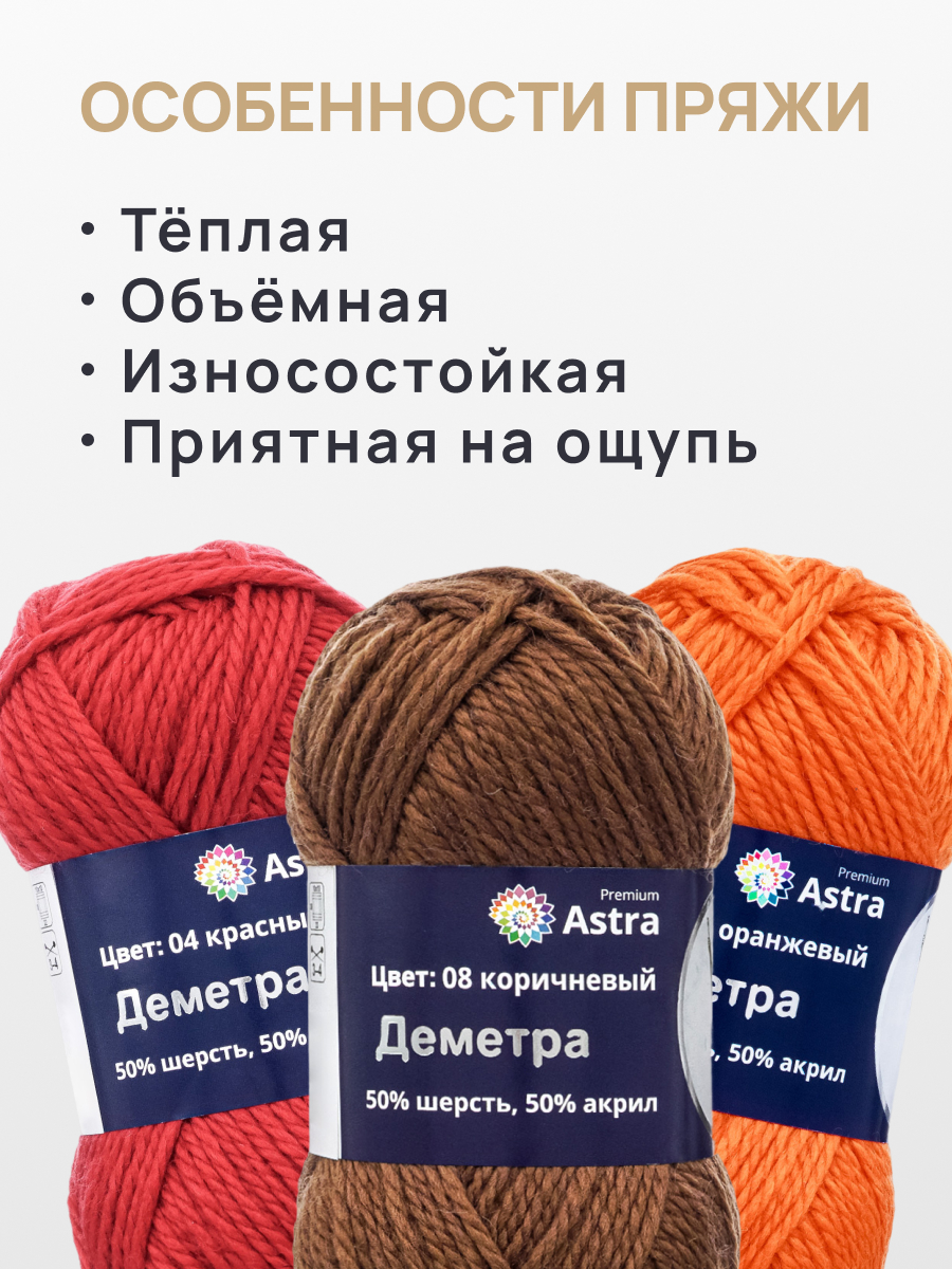 Пряжа полушерстяная Astra Premium 100г 100м 3шт - фото 2