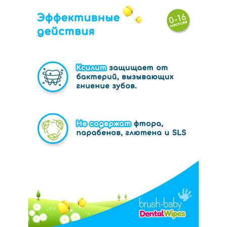 Влажные салфетки Brush-Baby для полости рта 28 шт.