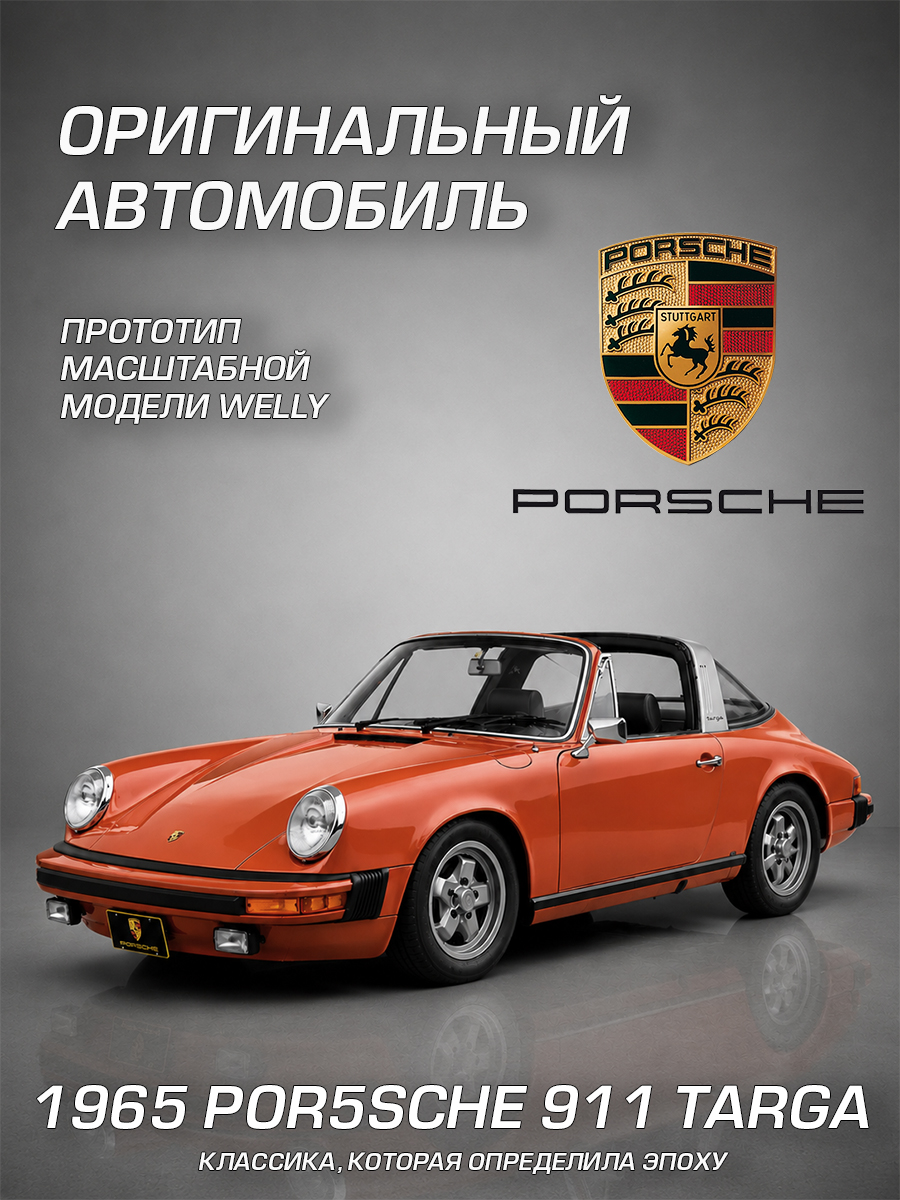 Автомобиль Welly Porsche 1965 Порше 911 Тарга 1:24 WL_24133W - фото 2