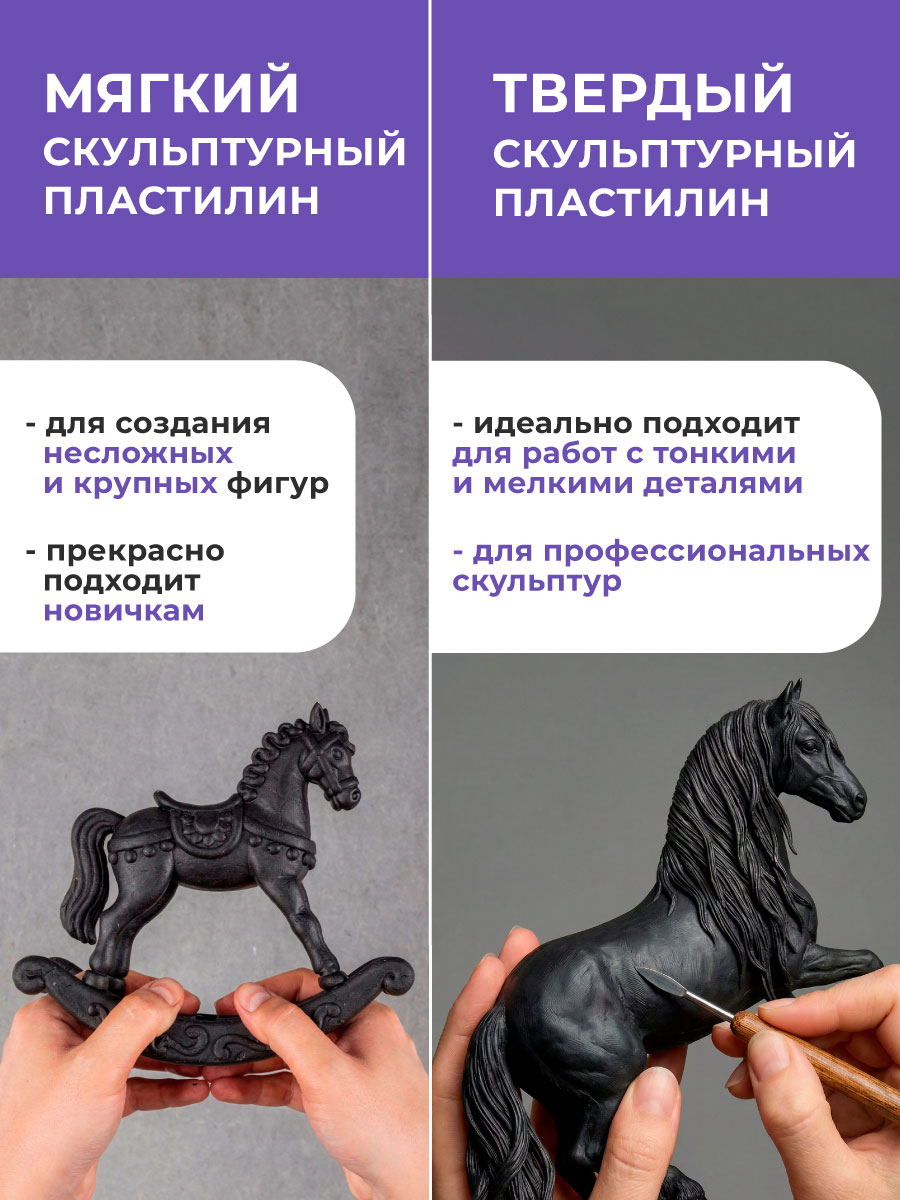 Пластилин Малевичъ черный мягкий скульптурный 1 цв. - фото 3