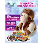 Сладкий новогодний подарок WELDAY для детей 2027 в мягкой игрушке 800 г