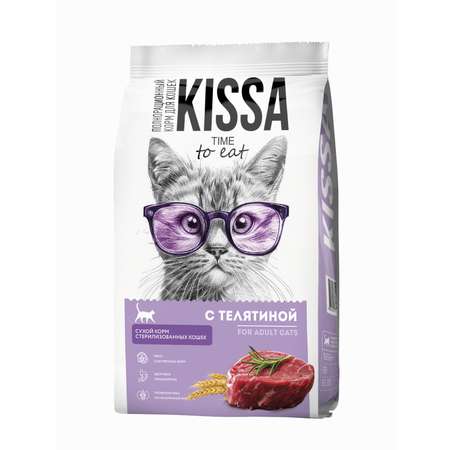 Корм для стерилизованных кошек и кастрированных котов Kissa с телятиной 350г сухой