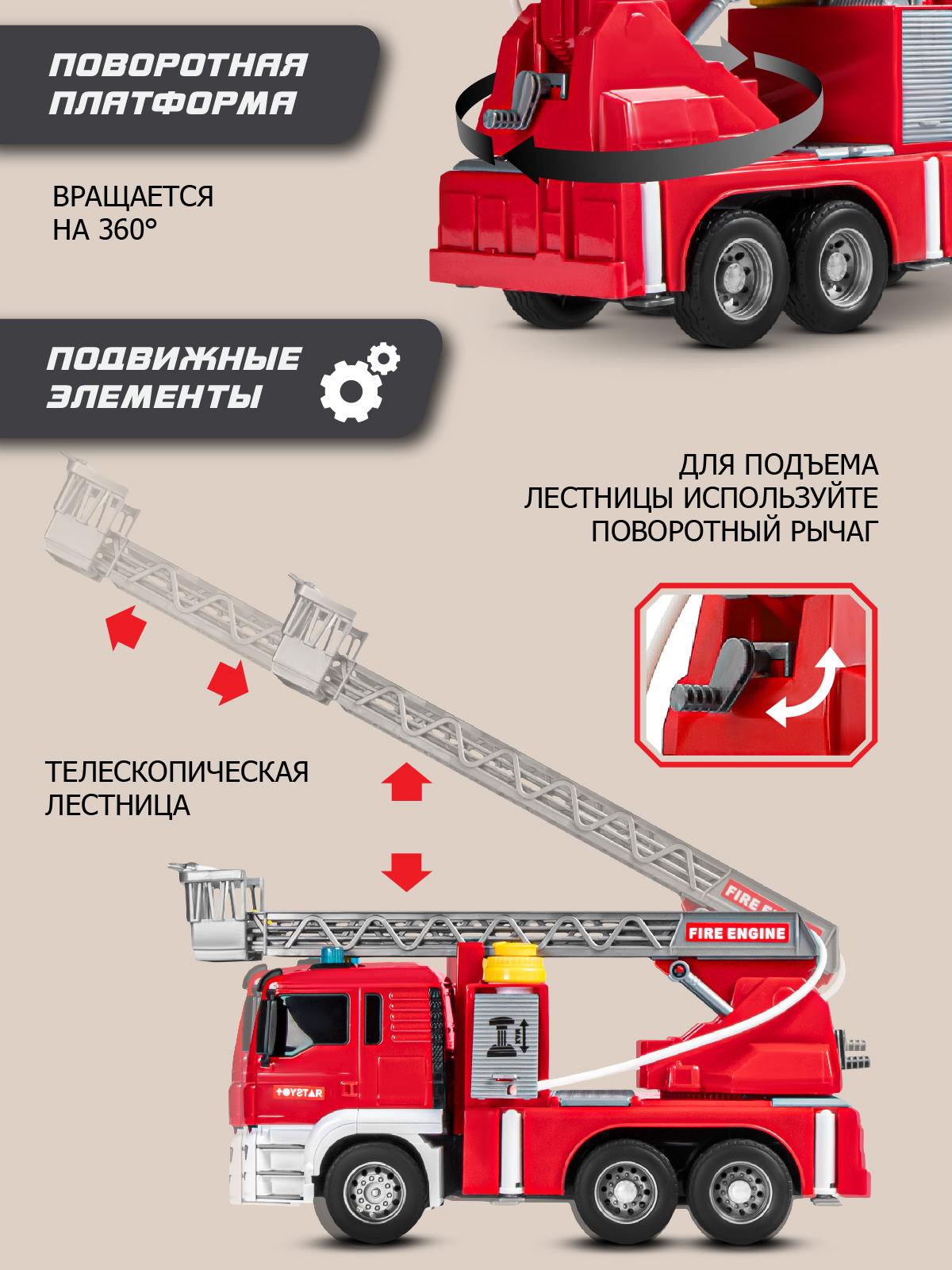 Пожарная машина AUTODRIVE с водой JB0405098 - фото 4