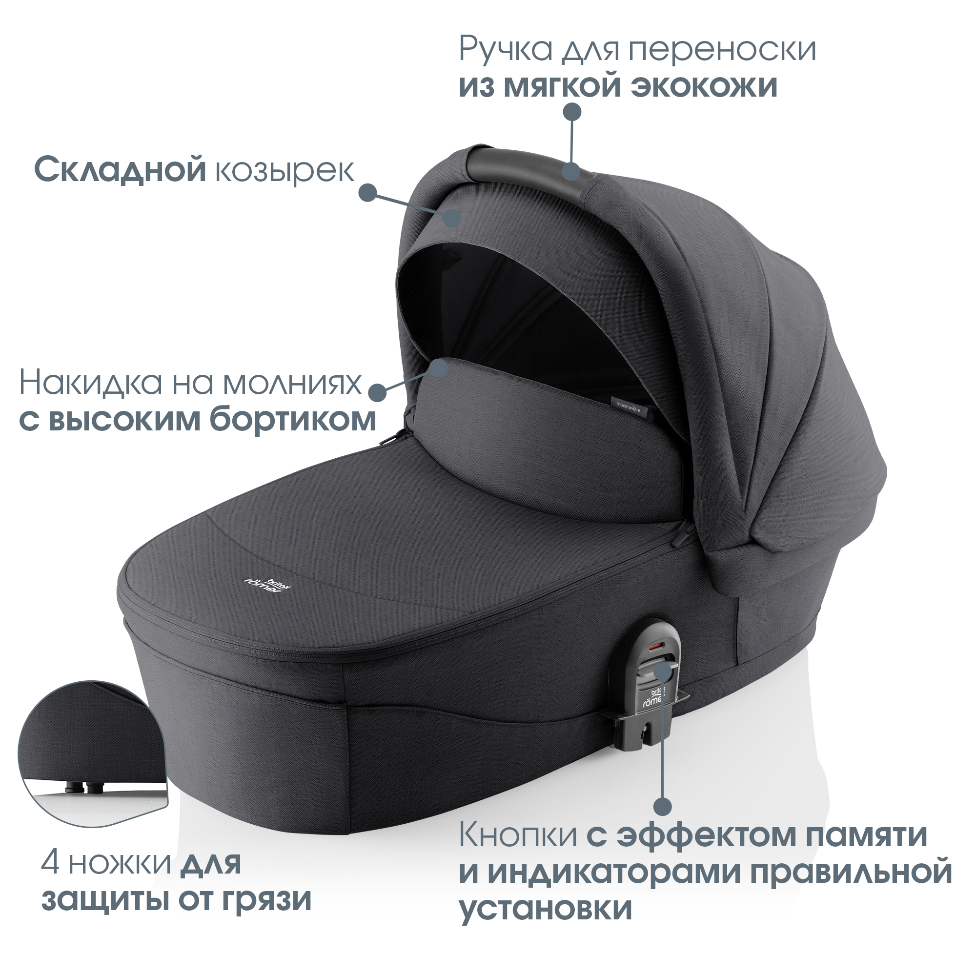 Коляска 2в1 Britax Roemer Smile 5Z Style Carbon Black 0+ черный - фото 4