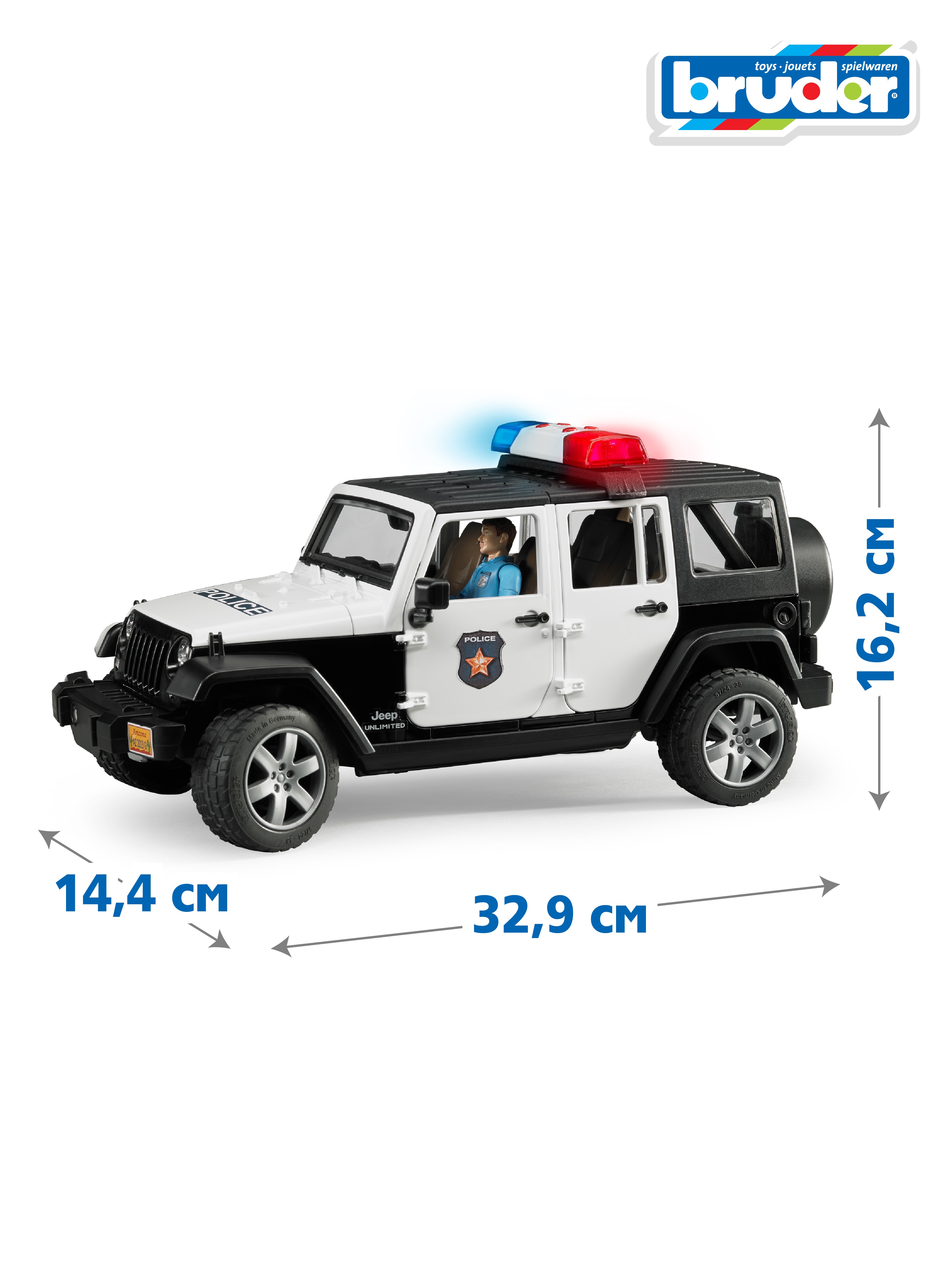 Полицейская машина Bruder Jeep Wrangler с фигуркой 02-526 - фото 2