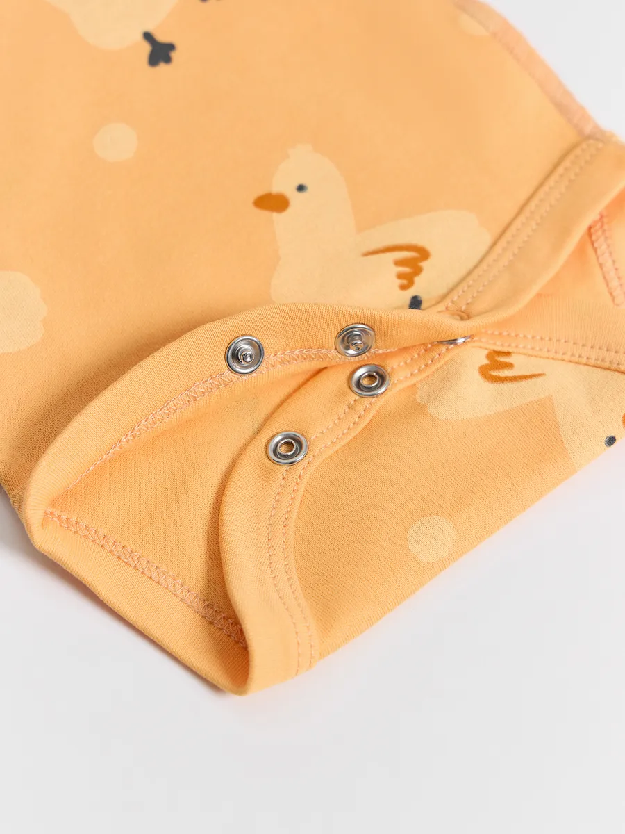 Боди 3 шт Mark Formelle (Марк Формэль) 13016-3/оранжевый +уточки на бирюзе +льняной - фото 11