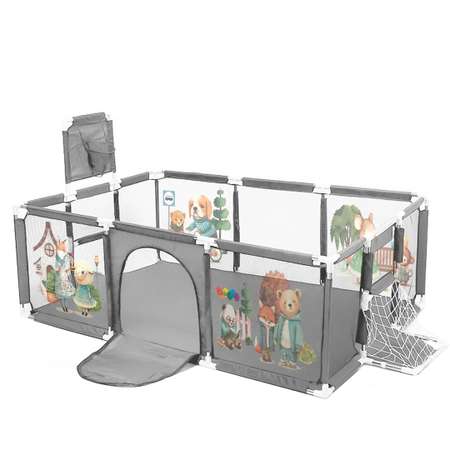 Манеж детский игровой CINLANKIDS с шариками и корзиной с рисунком 180*125*62