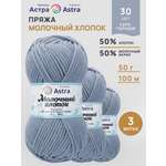Пряжа для вязания Astra Premium Молочный хлопок 50 г 100 м 3 шт