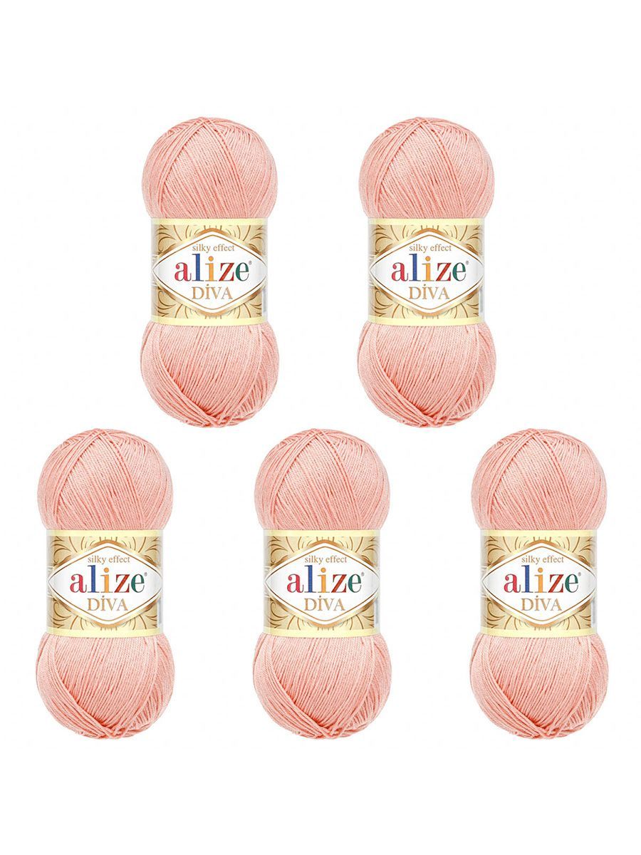 Пряжа Alize для вязания универсальная легкая Diva микрофибра 100г 350м 5 шт 363 нежная роза - фото 6