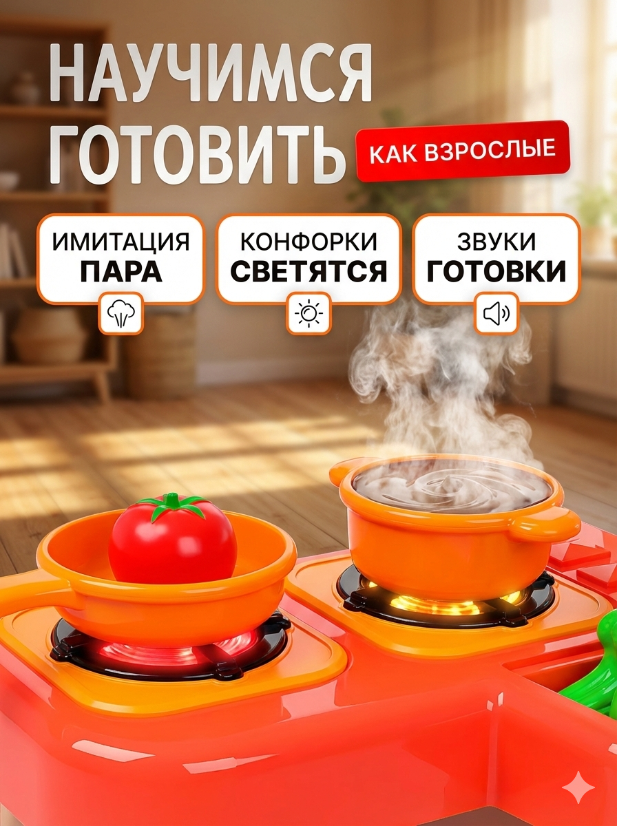 Игрушечная кухня SHARKTOYS с аксессуарами: 44 шт. - фото 4