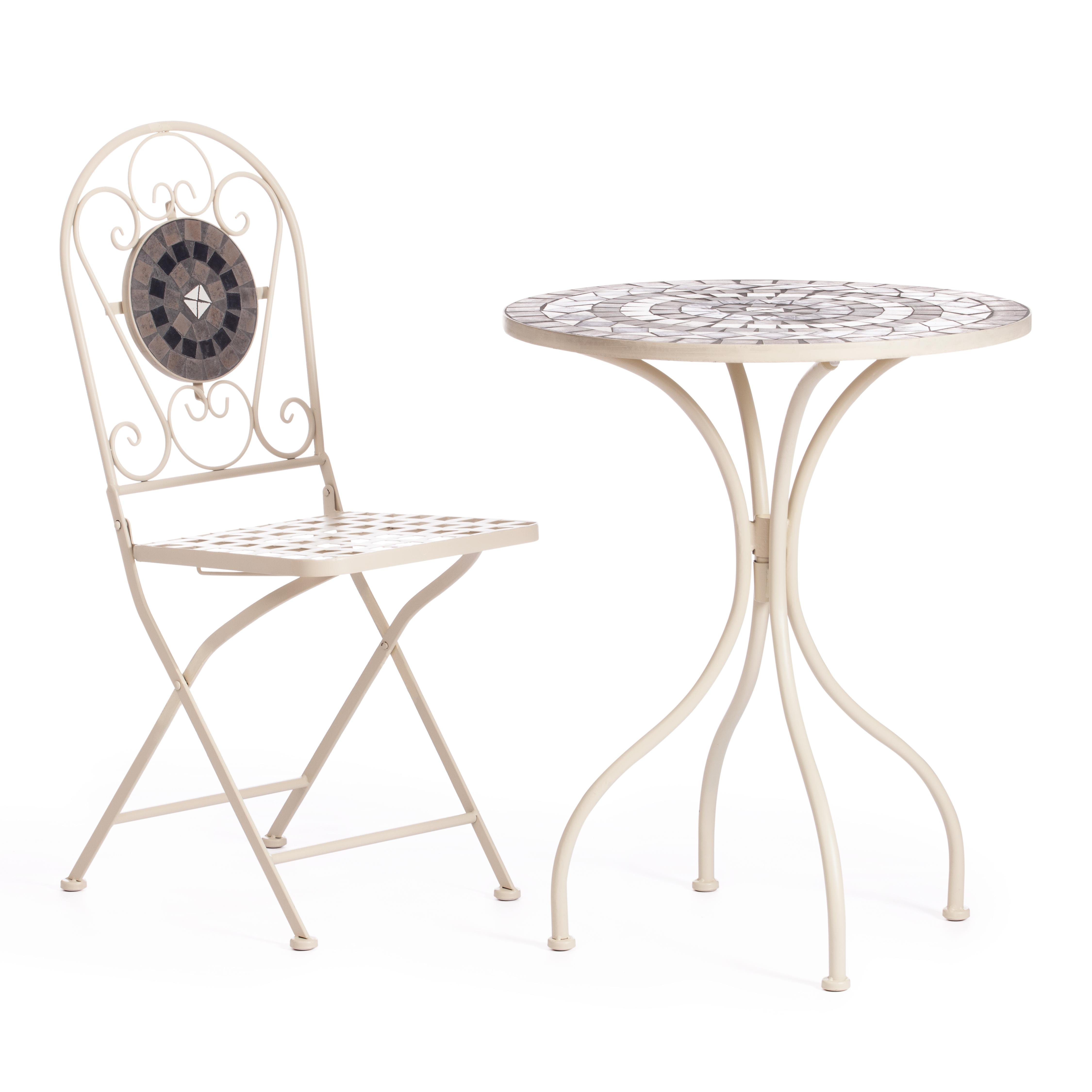 Комплект садовых стульев TETCHAIR Виченза, складные, металл, 36х35х91см, белый/плитка "калейдоскоп" - фото 12