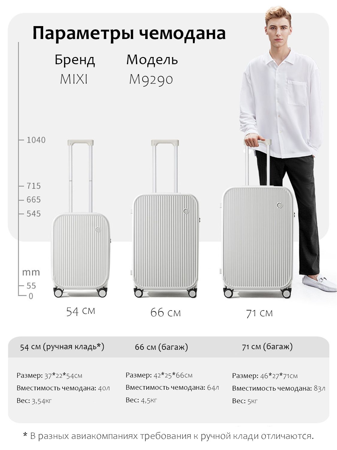 Чемодан MIXI M-9290 - фото 15