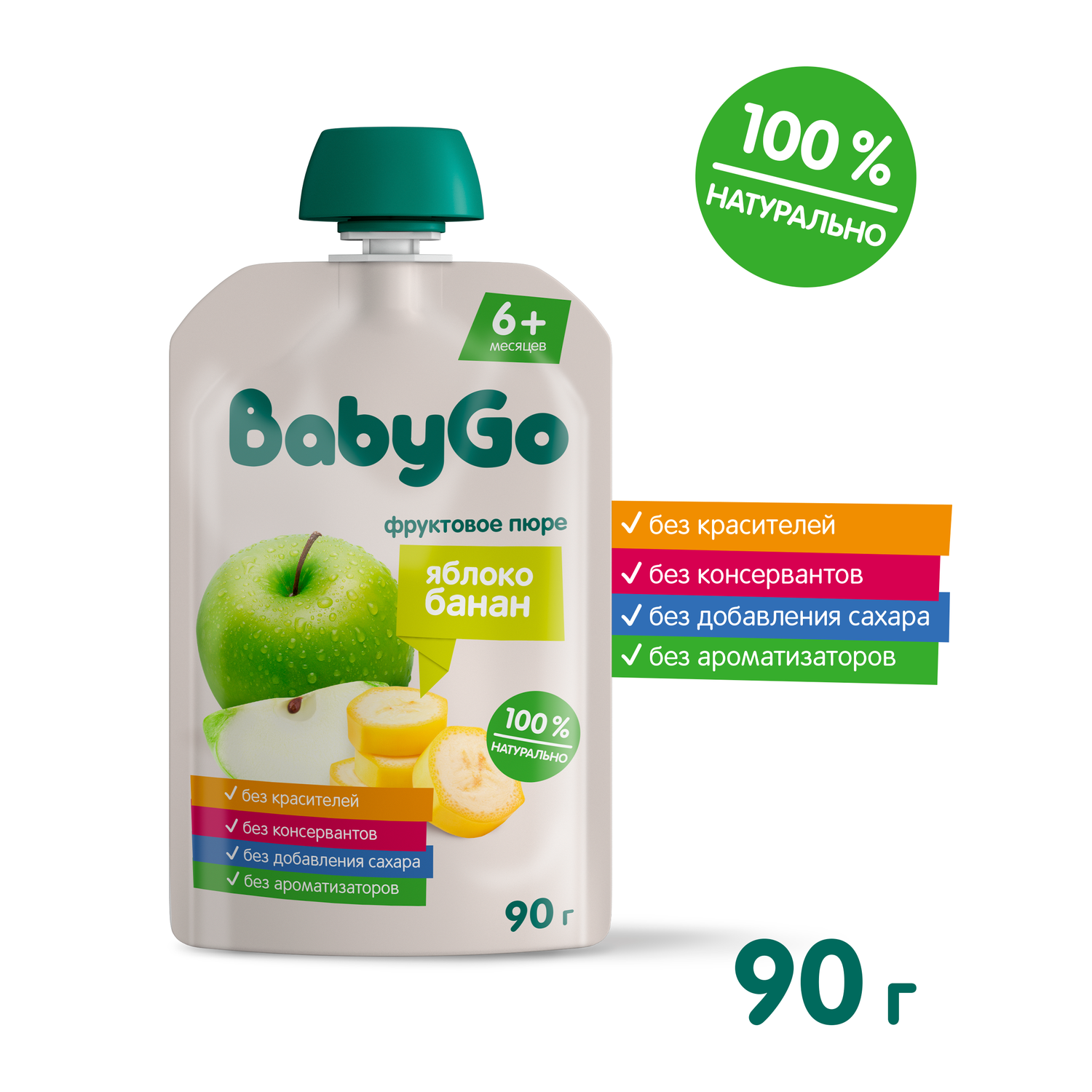Пюре BabyGo Яблоко-банан с 6 мес 90 г - фото 2