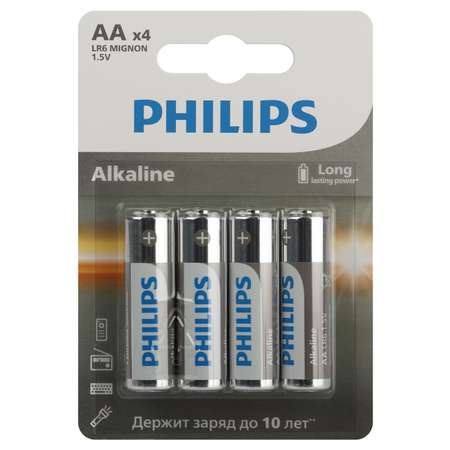 Батарейки Philips LR6 АА алкалиновые 4шт