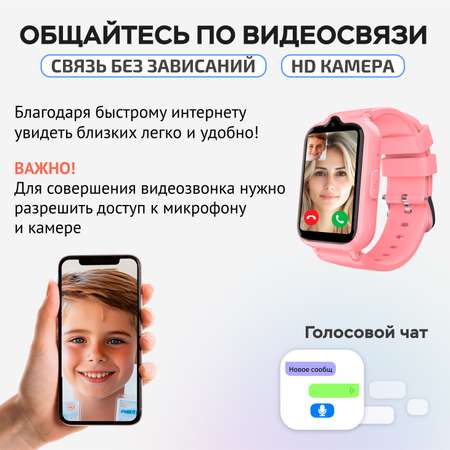 Детские смарт-часы Aimoto Active Pro 4G GPS SIM карта в комплекте розовый