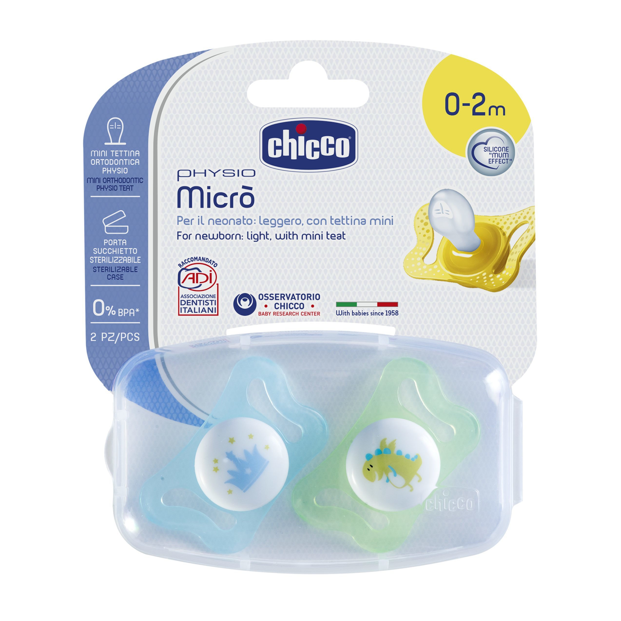 Пустышка Chicco ортодонтическая от 0 мес. 2 шт. - фото 1