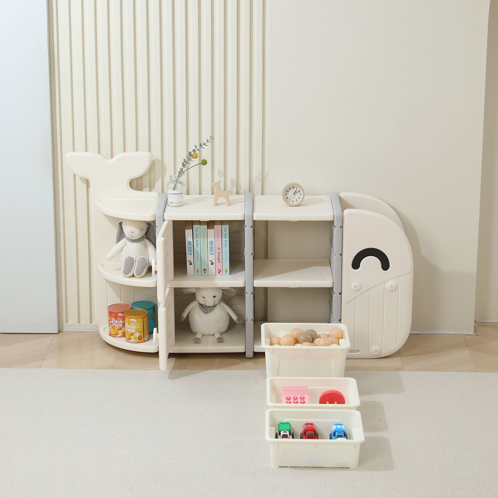 Стеллаж UNIX Kids Whale White 5 ящиков + полки - фото 8