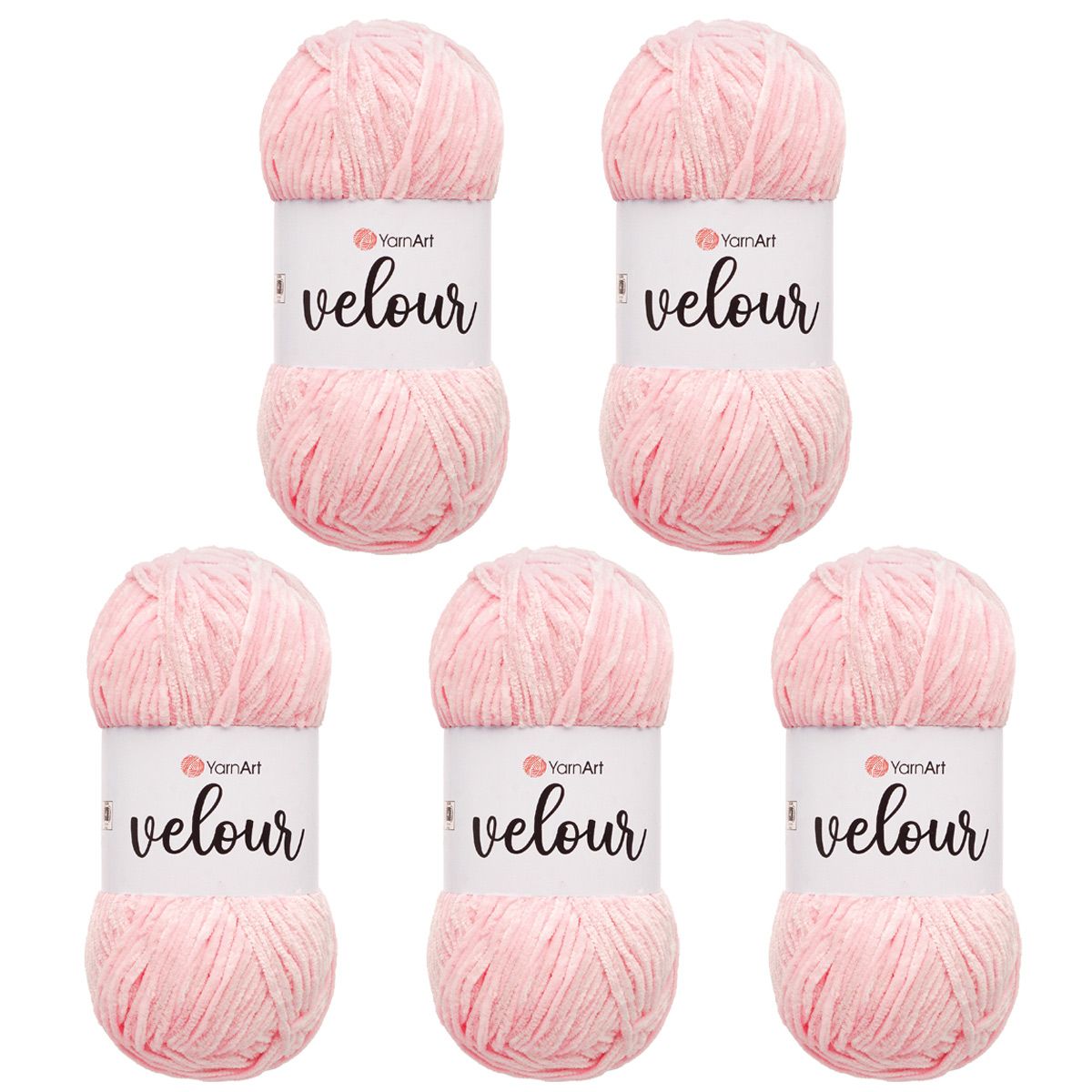 Пряжа для вязания YarnArt Velour 100 г 170 м микрополиэстер мягкая велюровая 5 мотков 854 св-розовый - фото 5