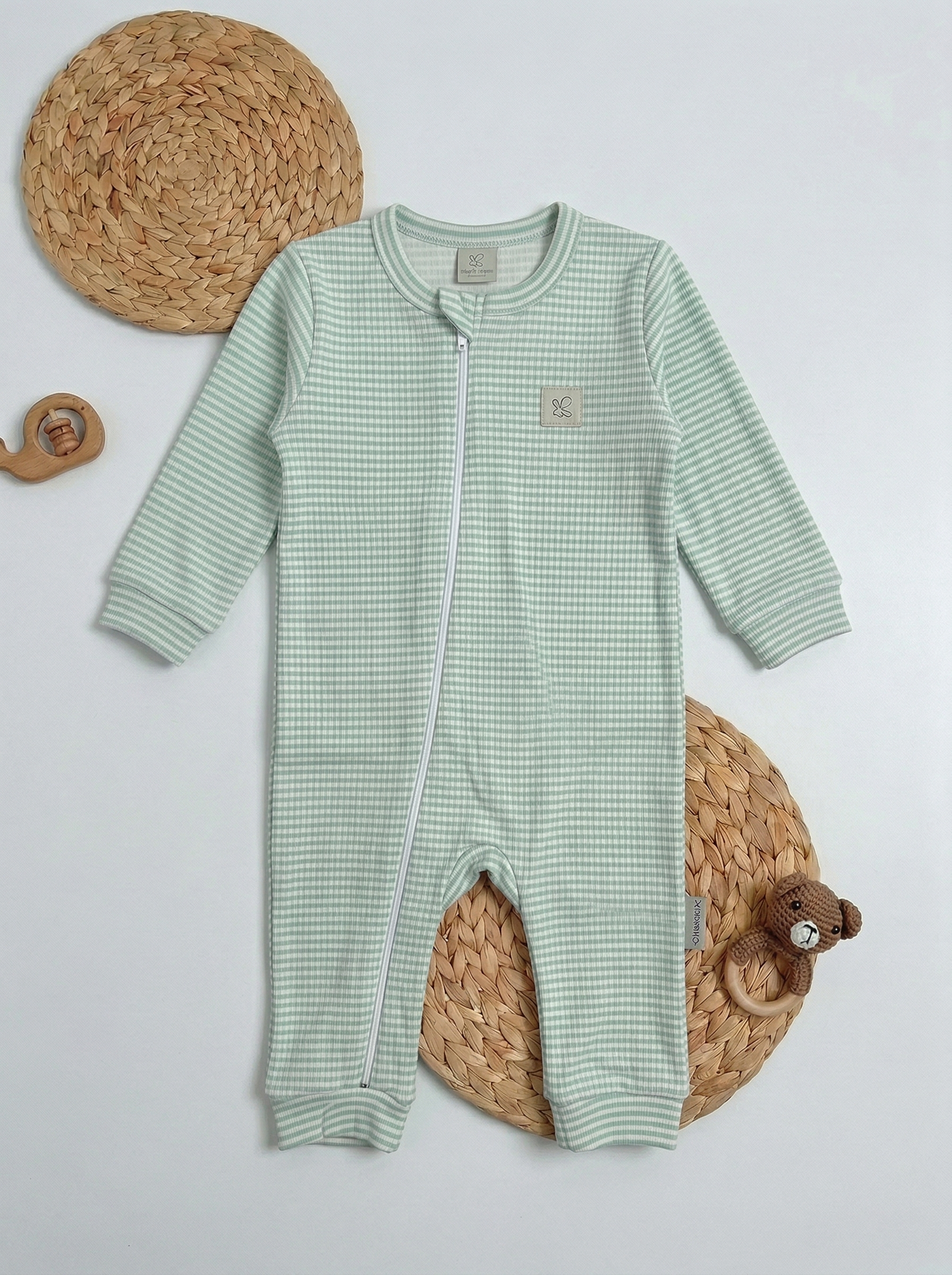 Комбинезон 3 шт Супер Пупс нбр/3пр/кмбнмол/зеленыецветочки/розовый - фото 3