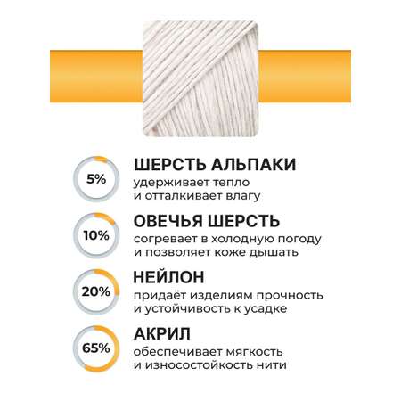 Пряжа ВЯЗЬ Альпа мягкая теплая с редким длинным ворсом прочная 100 г 320 м 3 мотка 10 серый