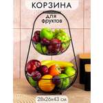 Корзина El Casa для фруктов 28х26.5х43 см Черная двухъярусная